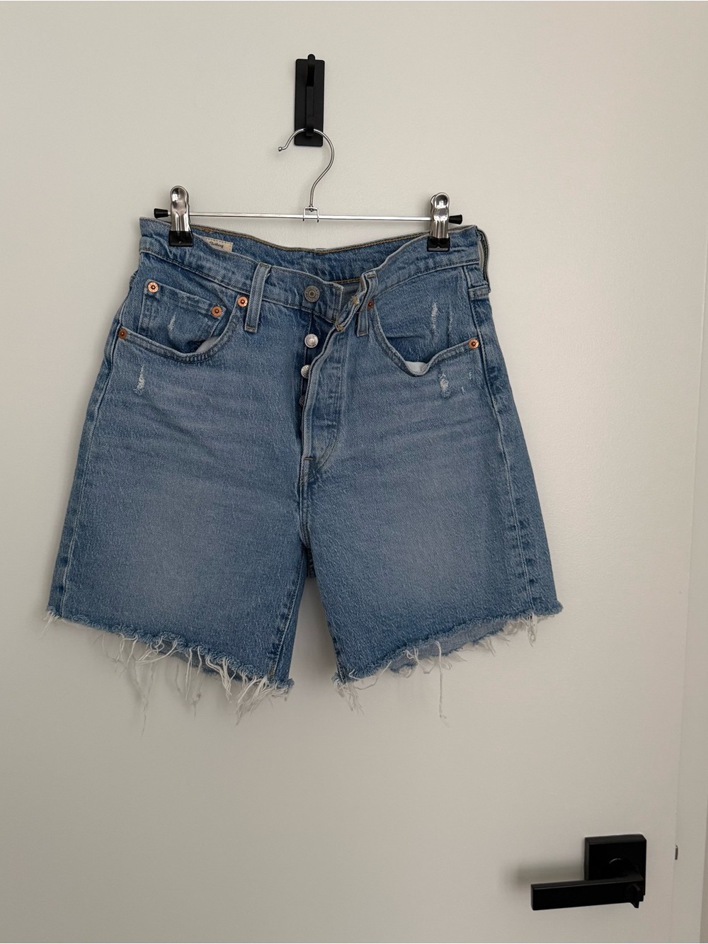 Levi's Light Blue Distressed Denim Shorts